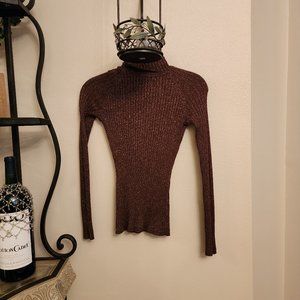 INC International Concepts Women's RIbbed Long Sleeve Sweater Top - Brown